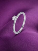اكسسوارات فضة أنيقة MIOR, Elegant silver accessories MIOR, Silver Pavé Solitaire Ring, خاتم فضة أنيق بتصميم سوليتير Pavé
