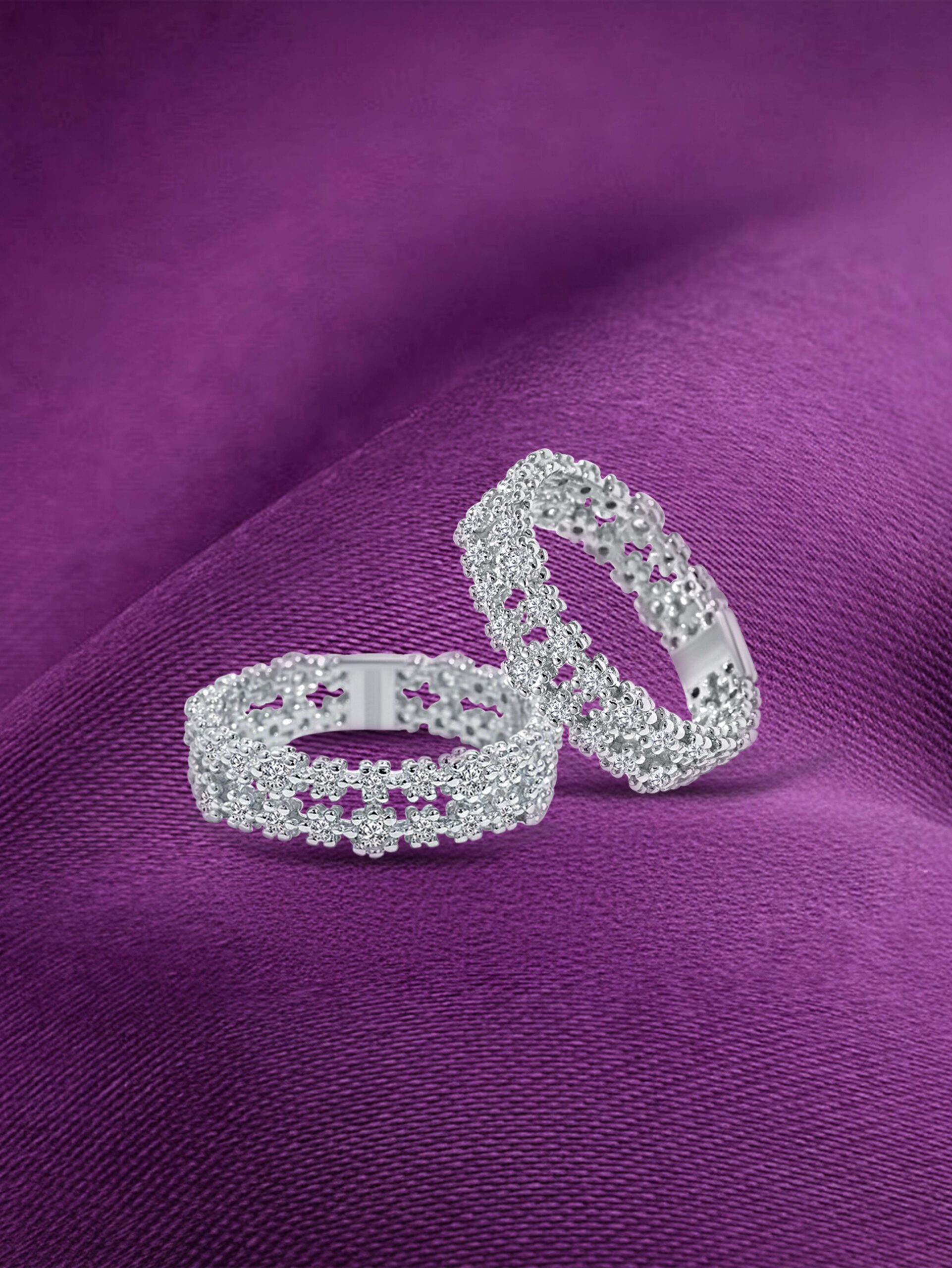 اكسسوارات فضة أنيقة MIOR, Elegant silver accessories MIOR, خاتم فضة مزخرف بافي, Silver Filigree Pave Ring